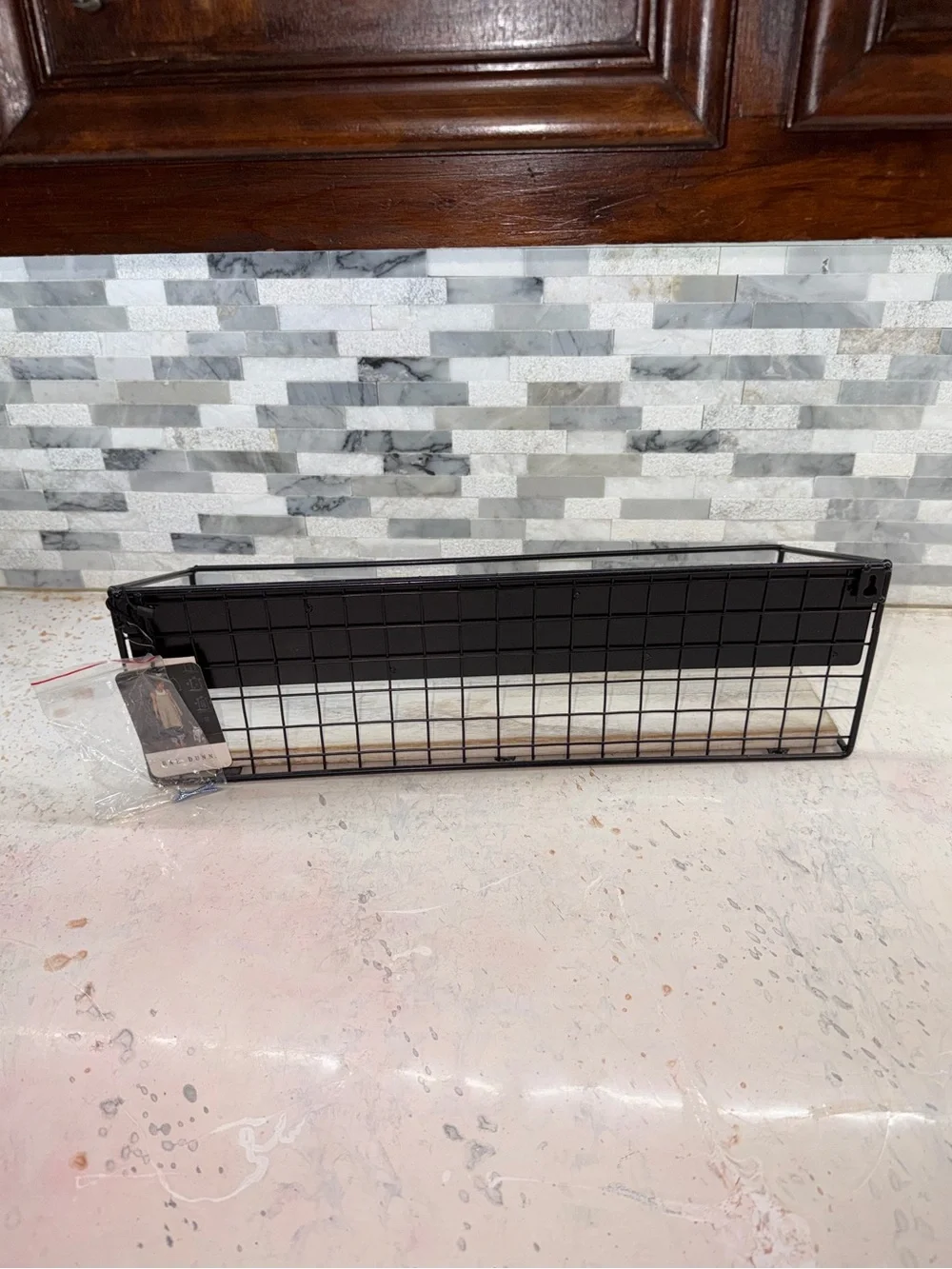 Rae Dunn HOME SWEET HOME Black Metal & Wood Wall Shelf